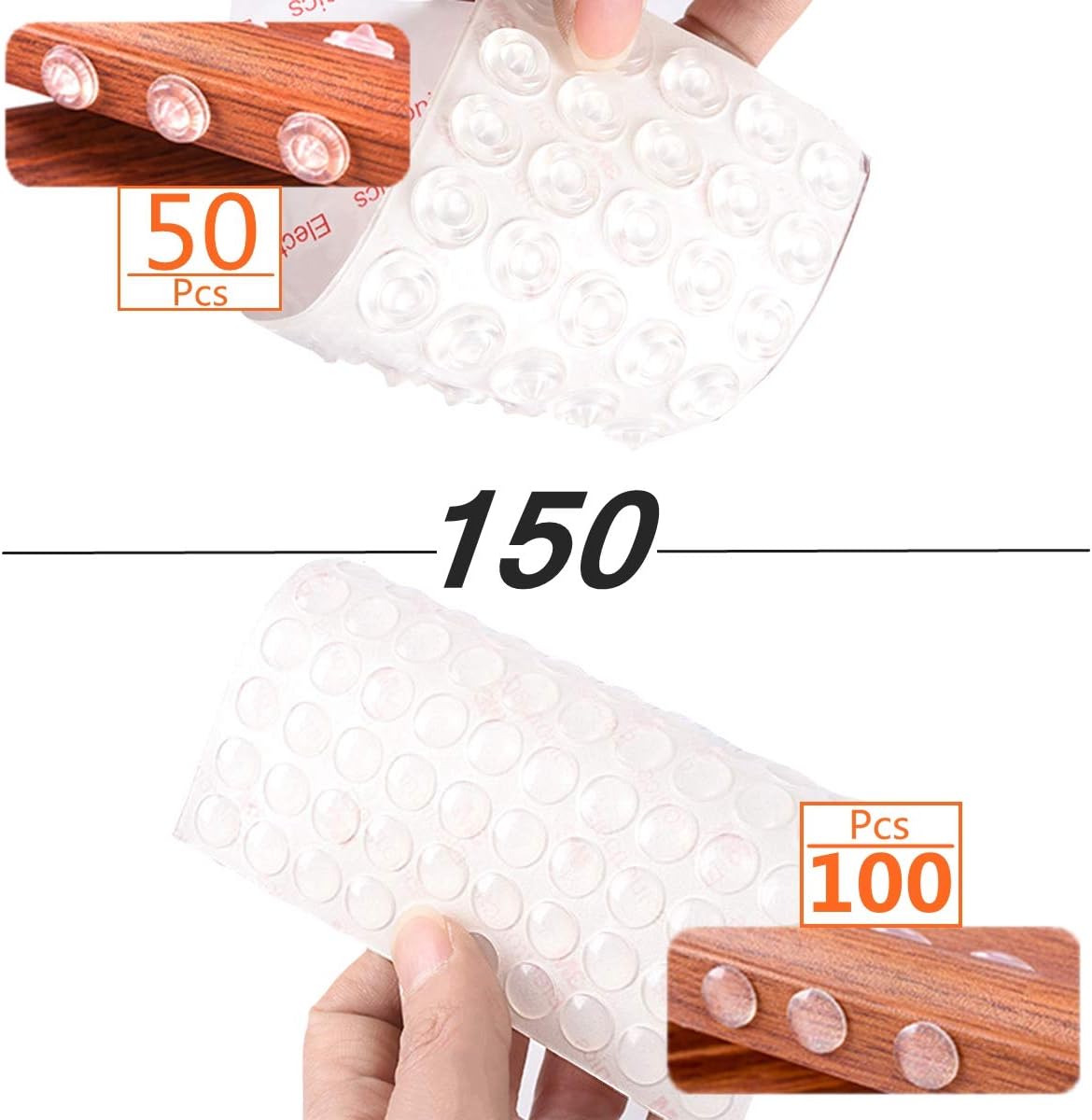 Sound Dampening Cabinet Bumper Non Slip Adhesive Rubber Bumpers 150 PCS 2 Different Type Assorted Soft Close Door Drawer Dots Make Home Improvements Easier