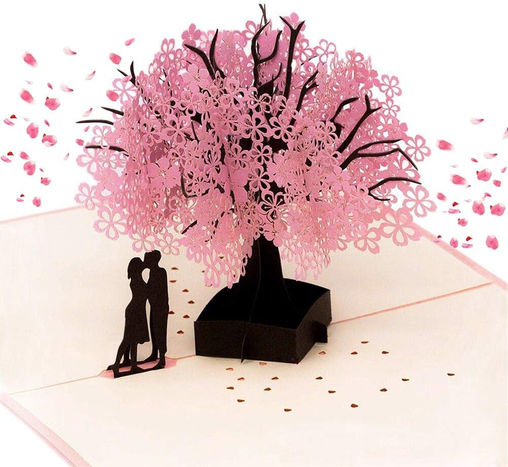 Odibess 3D Greeting Cards, Pop Up Card for Cherry Blossom Card, Mother's Day Card, Birthday Card, Graduation Card, Romance Card, Anniversary Card, Valentine's Day Card, Wedding Card