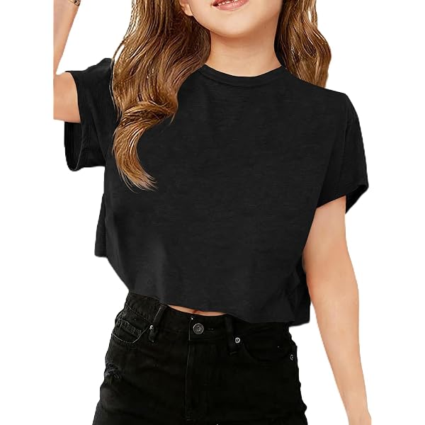 UNCLECAT Women's Cropped T Shirts Trendy Short Sleeve Crew Neck
