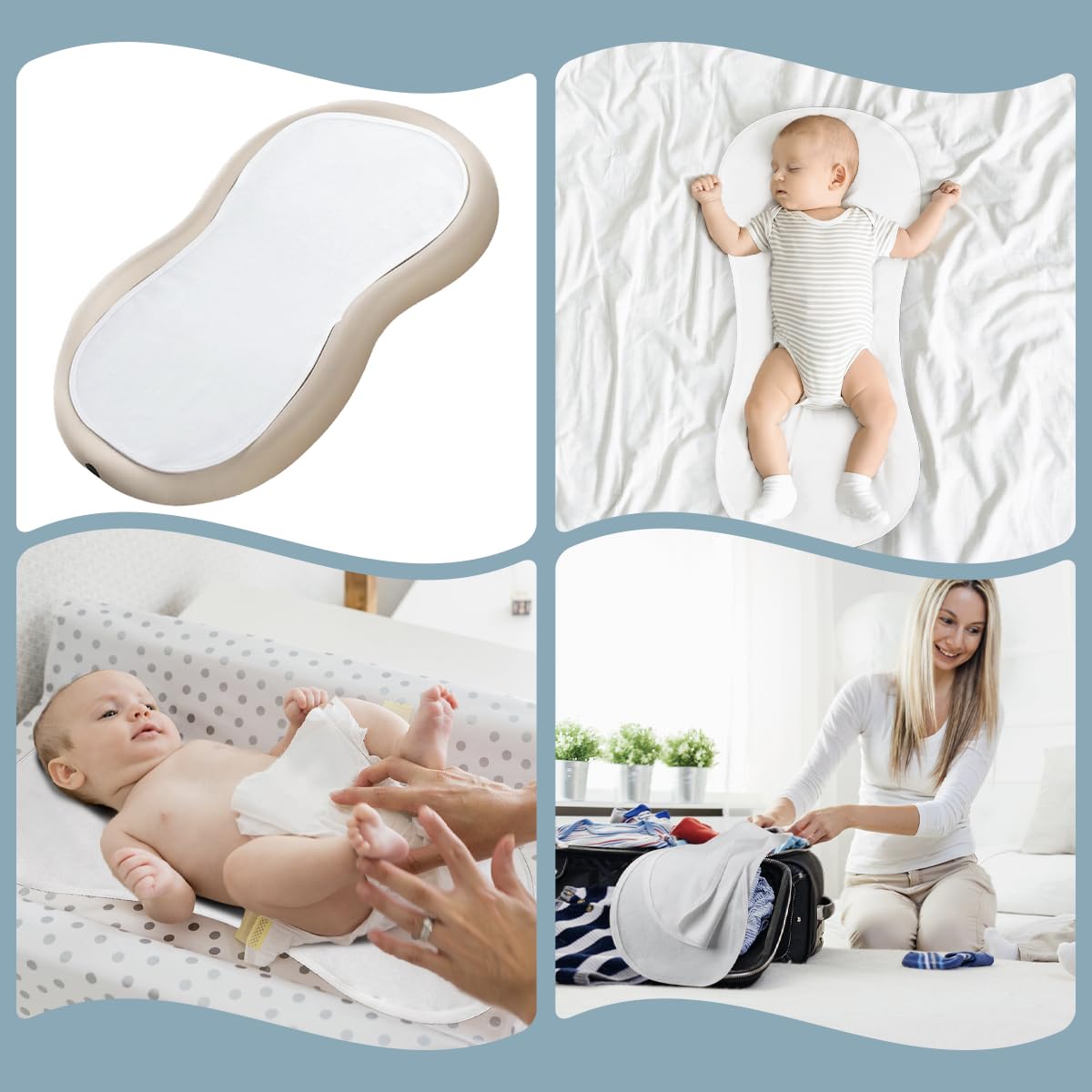 Thicker 4-Pack Waterproof Changing Pad Liners - Ultra Soft & Absorbent for Baby, Fits Keekaroo Peanut Changer & Standard Pads, Machine Washable, Two-Sided Design (15