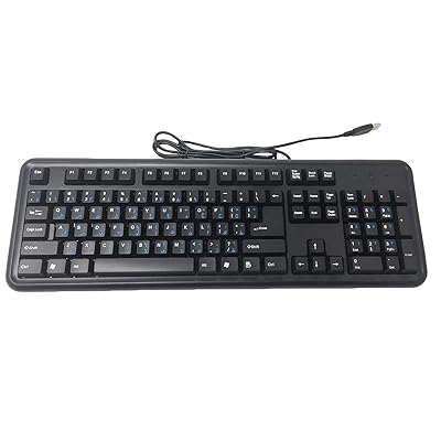 Datacal Arabic English Bilingual Language USB Wired Keyboard; Blue Letters Over Black Keys