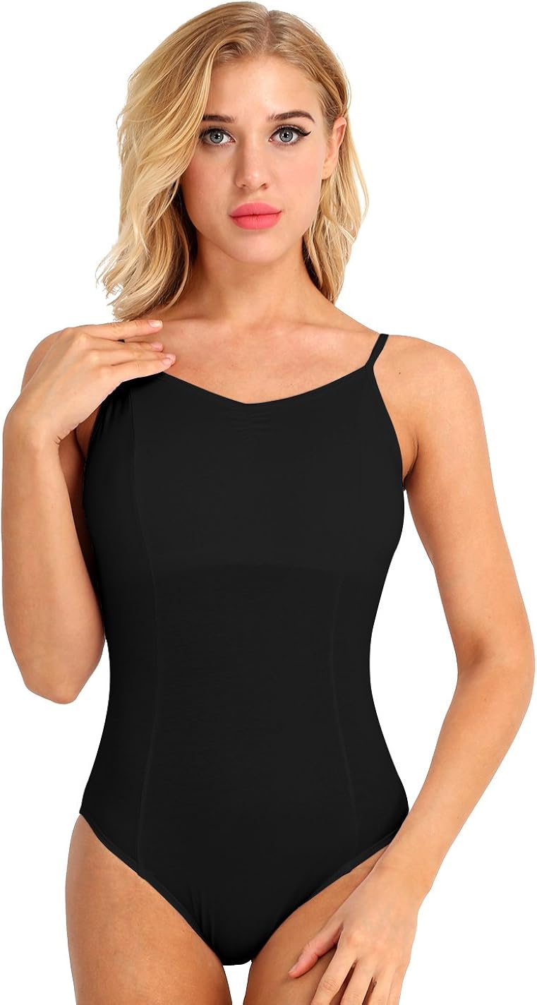 winying Womens Criss Cross Back Built in Shelf Bra Ballet Dance Leotard