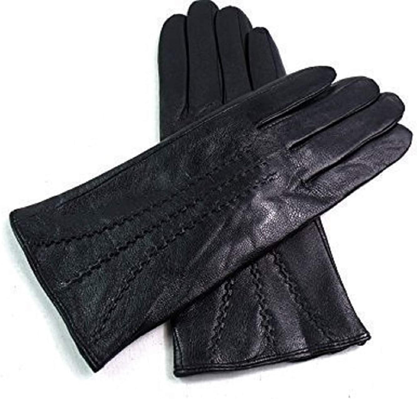 The Leather Emporium Women's Gloves Fur Lined Stripe Detail Slim Fit at Amazon Womenâs Clothing 