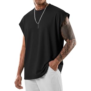 Vssjavun Men's Oversized Sleeveless T Shirts Muscle Tank Tops Gym Shirts | Cap Sleeve T Shirt Loose Fit Tank Top 230 Gsm Heav