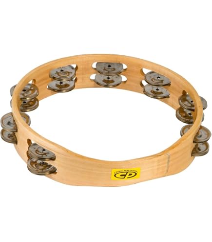 OriGlam Radiant Tambourine With Double Row Jingles, Hand