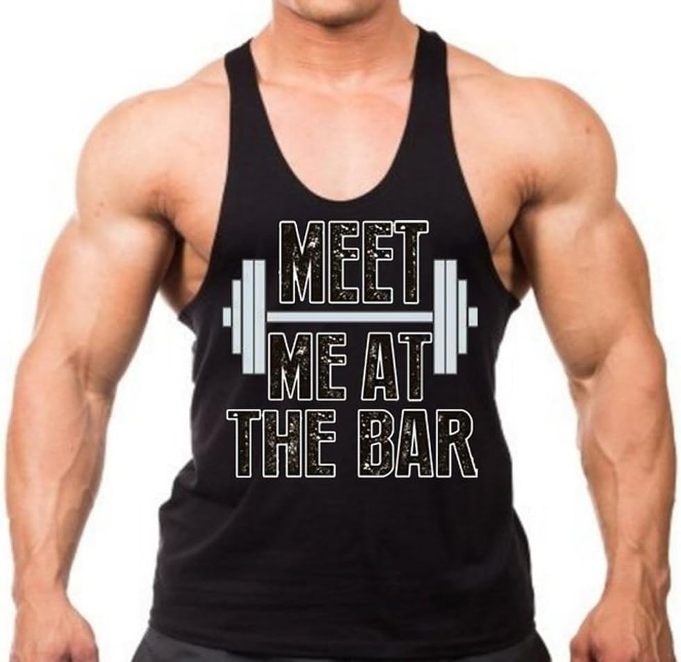 Meet Me at The Bar Bodybuilding Stringer Tank Top Y Back XS-2XL