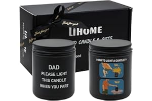 Lihome Gifts for Dad from Daughter Son, Funny Fathers Day & Birthday &Thanksgiving & Christmas Gifts, Scented Candle Set(Sandalwood, Wooden Pine)
