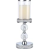Candle Holders for Pillar Candle, Pillar Crystal Candle Holders, Candlesticks Holder for Wedding, Dining Coffee Table, Centerpieces, Home Decor CH00XM