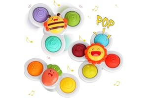JACKEYLOVE Suction Cup Spinner Toys for Baby Toddler, Baby Bath Toys 6-12 Months, Sensory Toys for 1 2 Year Old Boys Girls(3 
