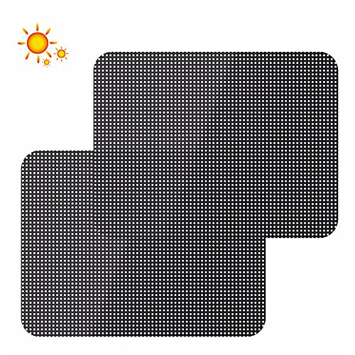 Car Side Window Sunshade Sticker, Lecone 2 PCS Black Reusable Perforated Static Cling Electrostatic Self-adhesive Vehicle Screen Windshield Film for Baby Kids UV Protection