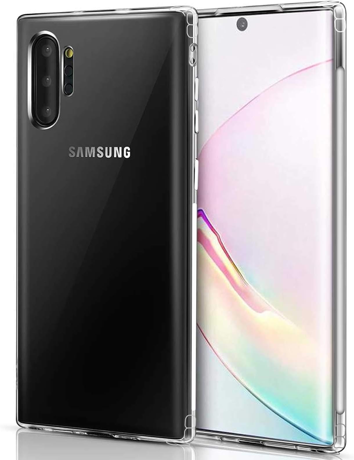 TecKraft Flexible Cover Back Case with Side Grip Designed for Samsung Galaxy Note 10 Plus (Transparent)