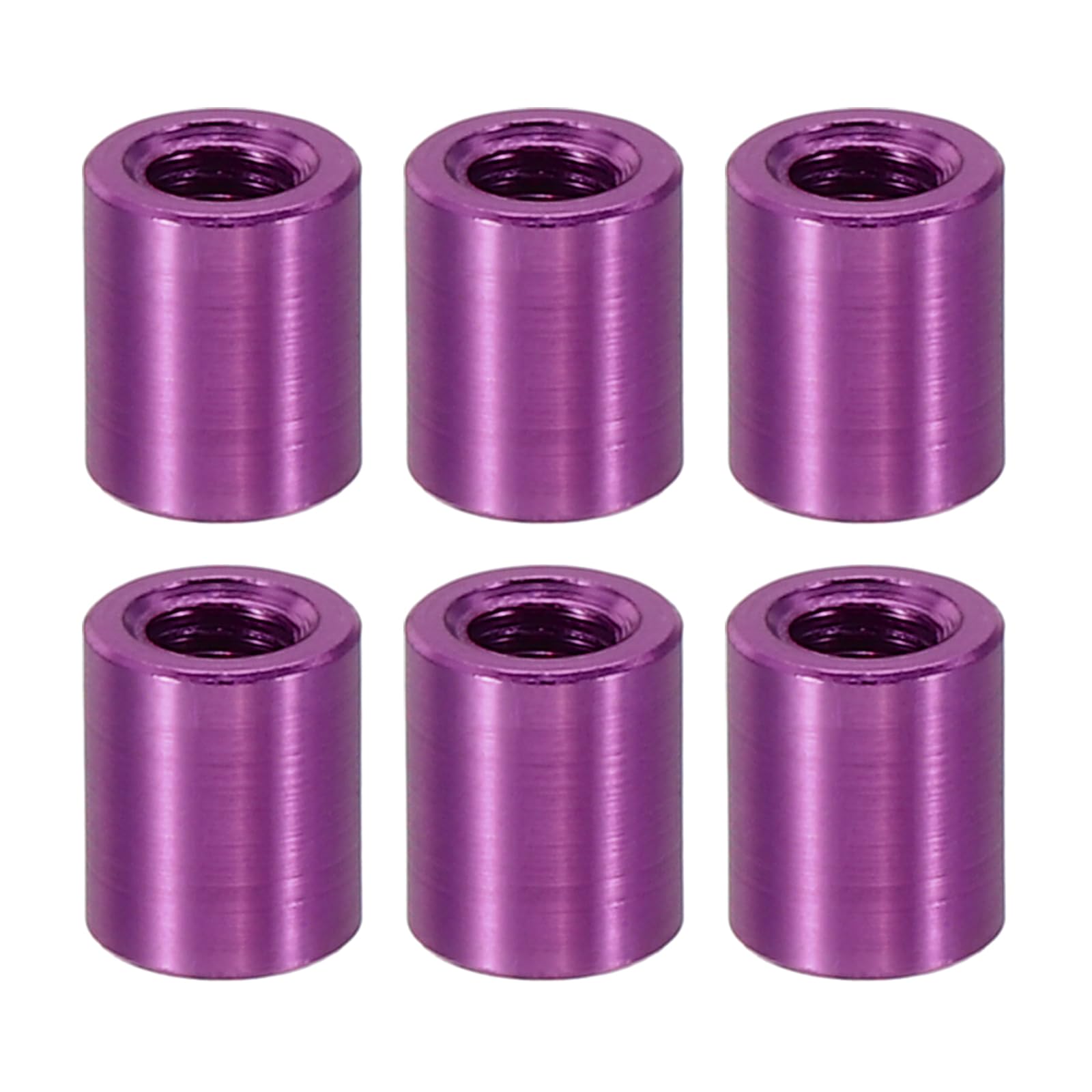 PATIKIL 12pcs M3 Metal Threaded Standoff Spacer Nuts, Round Aluminum Spacers Female Coupling Screws, 1/8" ID x 3/16" OD, Purple 3x5x6mm