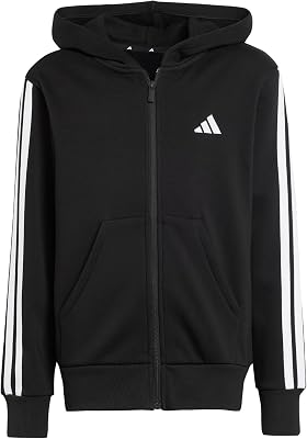Unissex Essentials para crianças Sweatshirt com fecho com fecho completo, preto/branco, 9-10 anos
