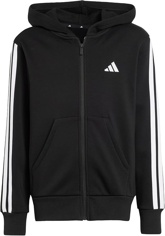 Unissex Essentials para crianças Sweatshirt com fecho com fecho completo, preto/branco, 9-10 anos — foto 1 de 4