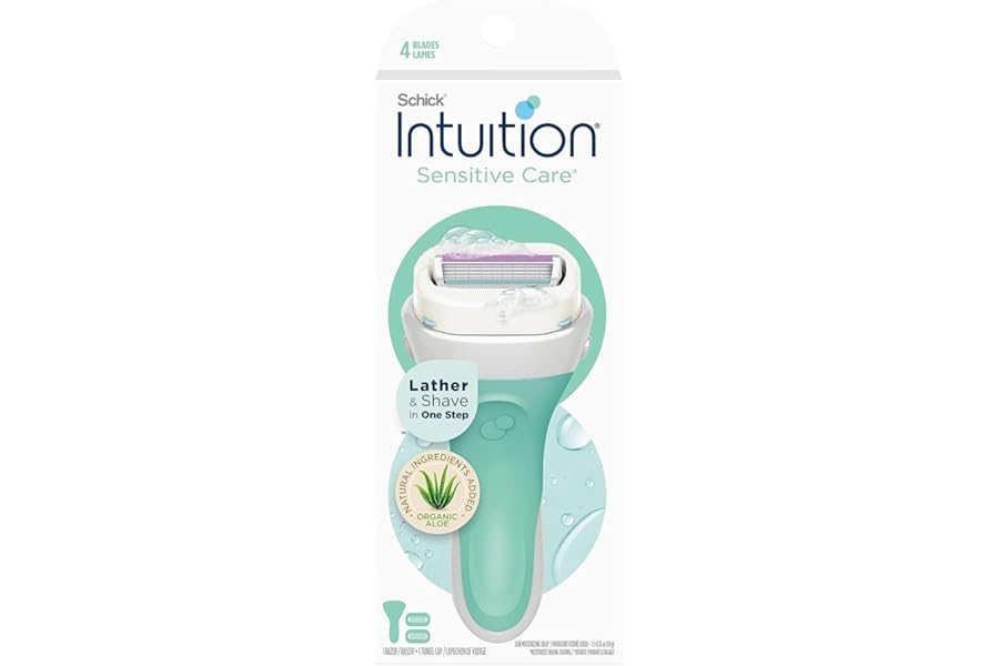 Schick Intuition Razors for Women with Sensitive Skin | 1 Razor & 2 Intuition Razor Blades Refill with Organic Aloe