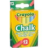 Crayola - Anti Dust Assorted Chalk | 12 craies de couleur pour tableau, Forme cylindrique, Anti-poussi&egrave;re et anti-casse, &Agrave; utiliser &agrave; la maison comme &agrave; l'&eacute;cole