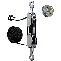 YATOINTO Rope Hoist Pulley System with Metal Bearing, 4400LB Pulley Block and Tackle, 8:1 Lifting Power 65ft, Heavy Duty Pull