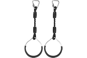 HOKILANDS Ninja Ring Fitness Gymnastic Ring Climbing Bar Workout Outdoor Backyard Playground Training Equipment Play Set, Jungle Gym Fist Hanging Swing Monkey Bars Ninja Warrior Obstacle Course Trapeze Playsets