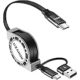 UZAHSK Retractable USB A/C to USB C Cable(4 Ft, 1Pack), 60W 3-in-1 USB-A/C to Type C Fast Charging Cord for iPhone 17 16 15 Pro Plus Pro Max, Samsung S25/S24/S23+, MacBook, iPad, Ps5 and More