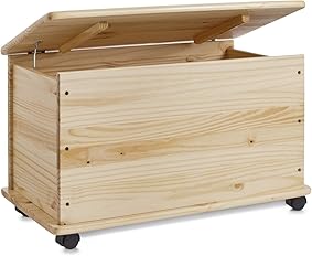 Zeller 13182 Caja para Juguetes con Ruedas, Pino, Marrón, 73x39.5x45 cm 