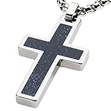 Unique GESTALT® Tungsten Cross Pendant. Goldstone