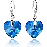 Austrian Crystal Heart Dangle Hook Earrings for Women Drop Earrings 14K Gold Plated Hypoallergenic Jewelry