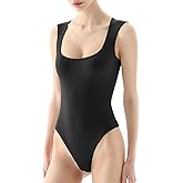 PUMIEY Women's Square Neck Cap Sleeve Bodysuit Sexy Slimming Tank Top Smoke Cloud Collection