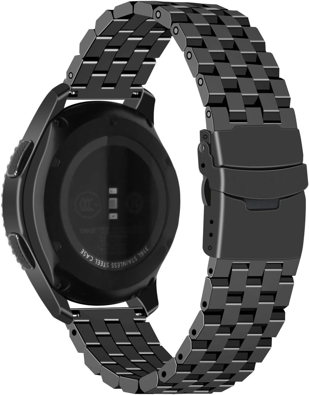 Juntan Compatible for Samsung Gear S3 Frontier Classic Galaxy Watch 46mm Watch Strap Stainless Steel Sport Band Black - Image 3