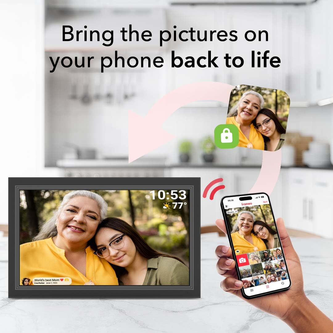 FRAMEO Digital Picture Frame- 15.6inch Digital Photo Frame with 1920 * 1080 IPS Touch Screen HD Disply,Built-in 32GB Storage,Wall-Mounted,Digital Frame Share Photos and Videos via Frameo App