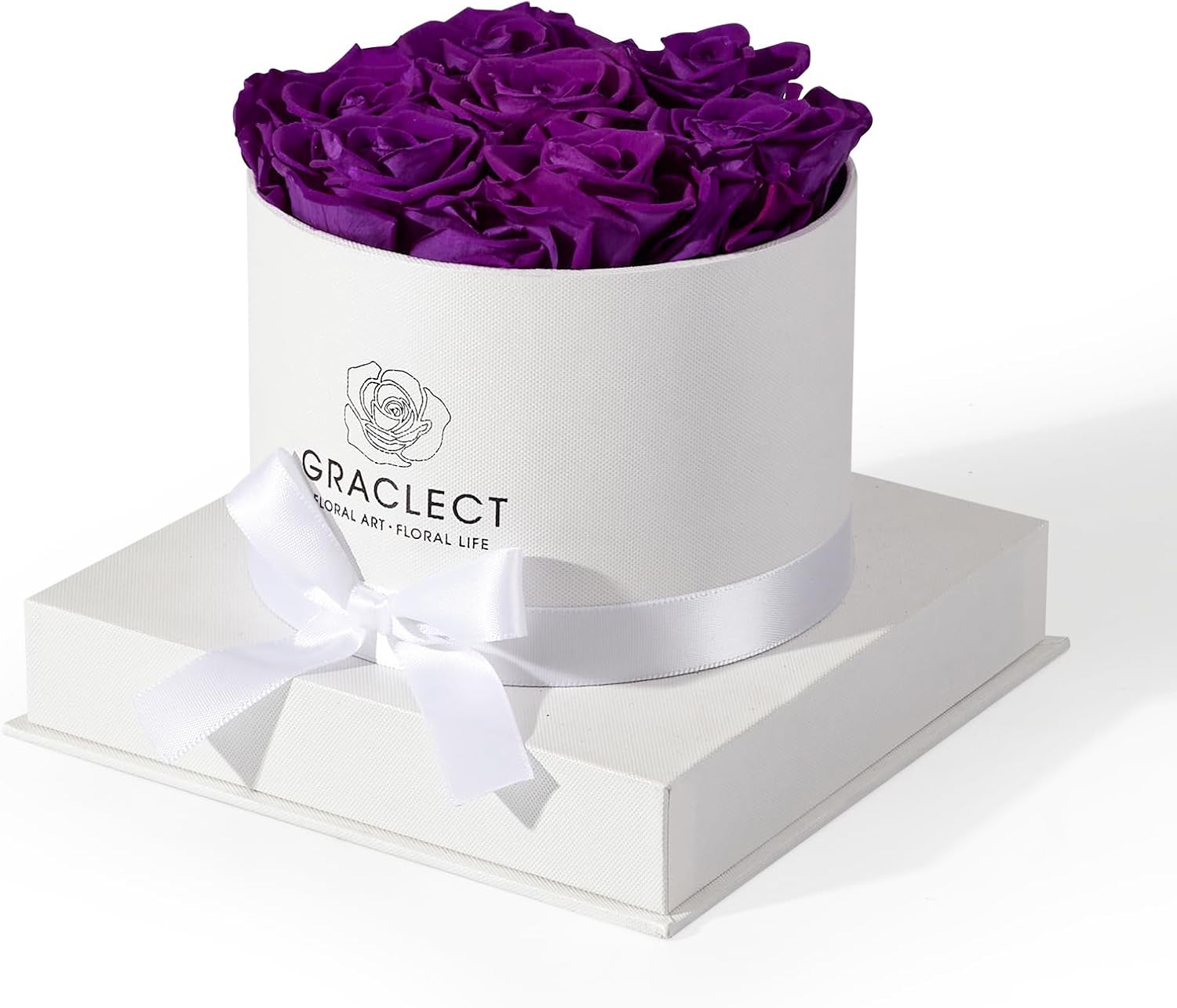 Dried & Preserved Flora - Graclect 7-Piece Preserved Roses in a Box for Delivery Prime - Forever Flowers - Immortal Roses Birthday Gifts for Her - Christmas & Valentines Day Gifts for for Mom/Girlfriend/Wife/Grandma - Purple…
