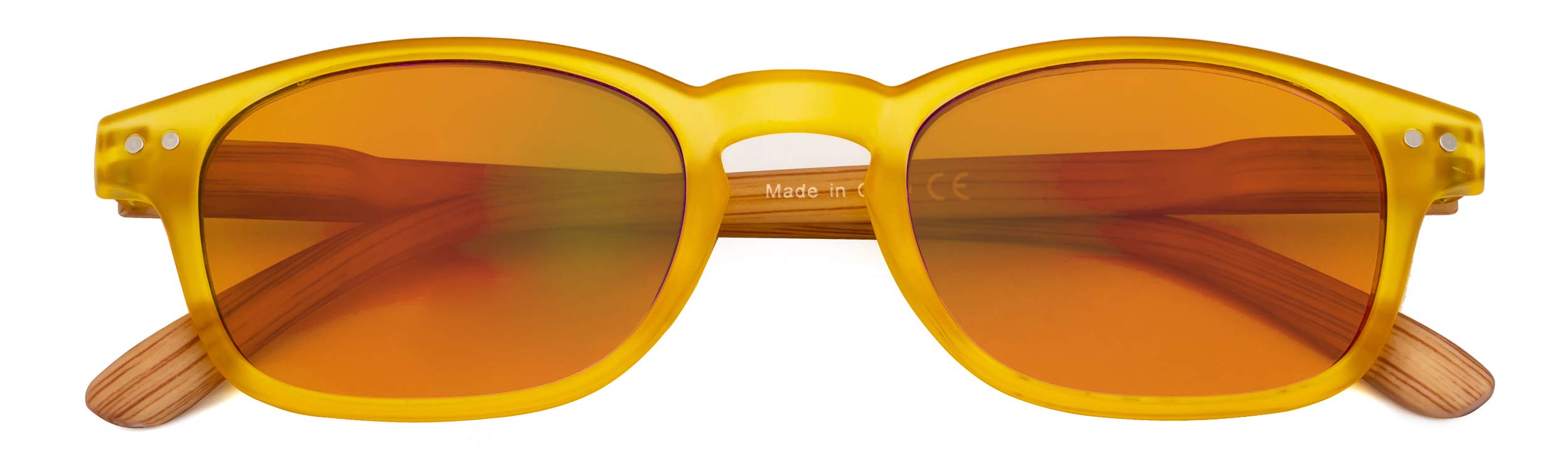 CessBlu Blue Light Blocking Glasses with Orange Tinted Fliter Lens Computer Reading Glasses with Bamboo-Look Temples (Yellow)+2.25 — image 1
