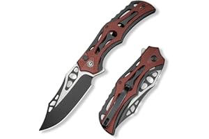 CIVIVI Pocket Knife for Men, Biophase Flipper Tactical Folding Knife, 3.48" Nitro-V Blade Aluminum with G-10 Handle, Lightweight Skeletonized EDC Knife for Camping Hunting, C23083C-1 (Burgundy)