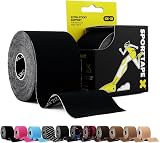 SPORTTAPE Kinesiology Tape 5cm x 5m Black Waterproof Hypoallergenic