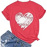 Baseball Shirts Women Baseball Mom Tshirt Baseball Heart Graphic Tee Game Day Gifts Funny Short Sleeve Tops