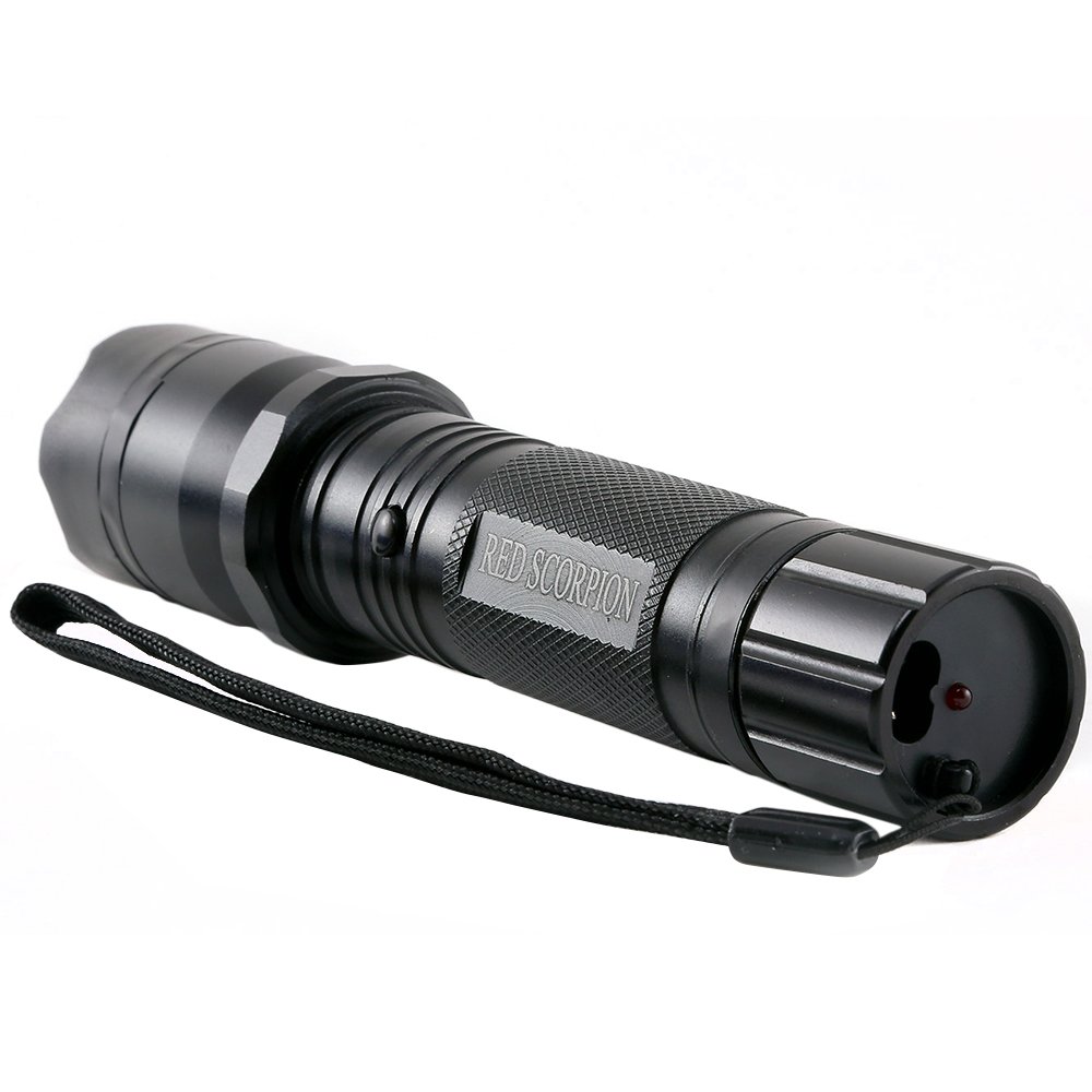 Red Scorpion Metal Stun Gun 1101-1000 Million Volts LED Tactical Rechargeable Flashlight (Black)