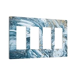 Abstract Turquoise Blue Marble 4 Gang Quad Rocker