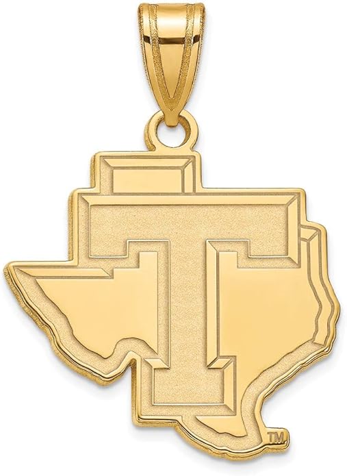 Charm Pendant Yellow Sterling Silver Texas NCAA Tarleton State University 26 mm 18