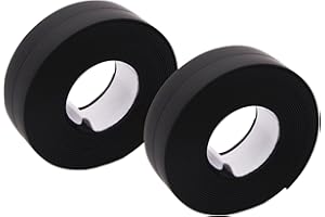 Qiveno 2Pcs Waterproof Caulk Tape Sealant Strip, 0.87" W x 10.5'L PVC Sealing Tapes for Kitchen Bathroom Bathtub Countertop Toilet Sink (Black)