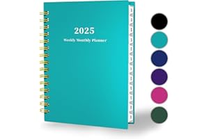 Ymumuda 2025 Planner, Weekly Monthly Planner 2025, JAN.2025 to DEC.2025, 8.4"×6", School Planner Spiral Bound for School Home Office, Turquoise