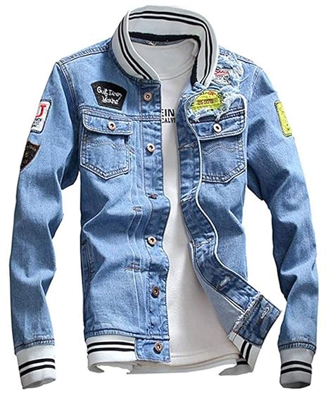 jean jacket with patches mens