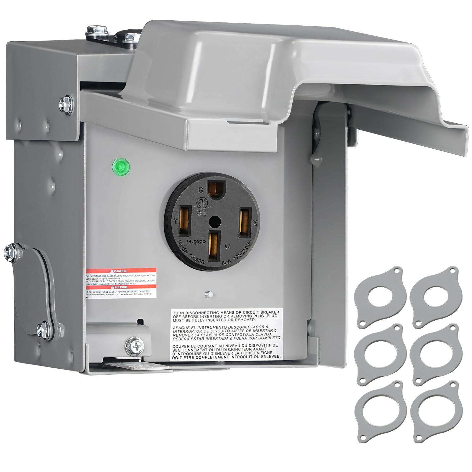 50A RV Power Outlet Box – NEMA 14-50R 125/250V Weatherproof Lockable Enclosure (berliii BER413760)