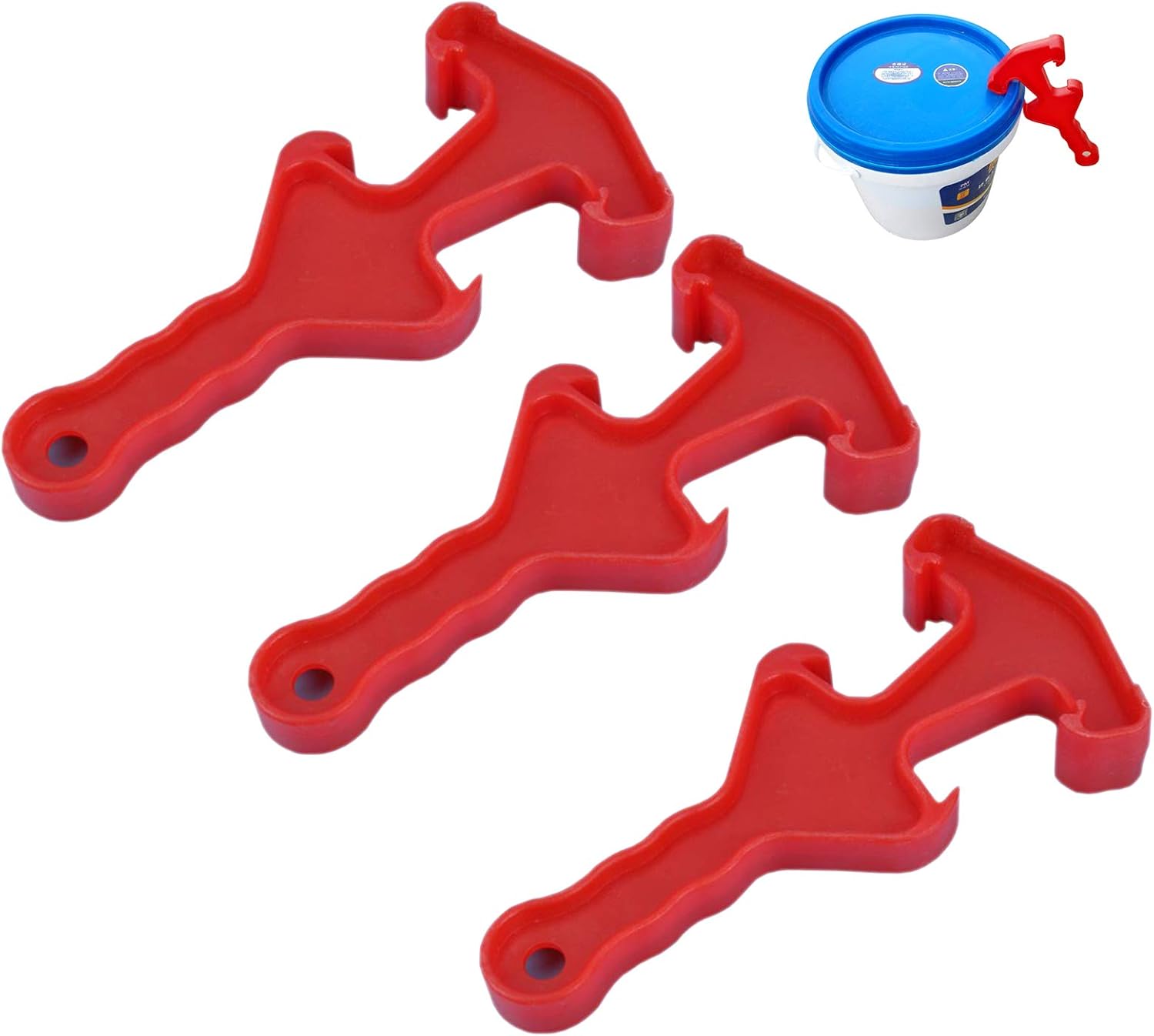 EKOI Plastic Bucket Opener Tool | Dual Head Bucket Lid Opener for 5 10 20 25 Gal Bucket, Fermenter Bucket Cover, Pail Plastic Lid Bucket Opening Wrench Tool (3PC)