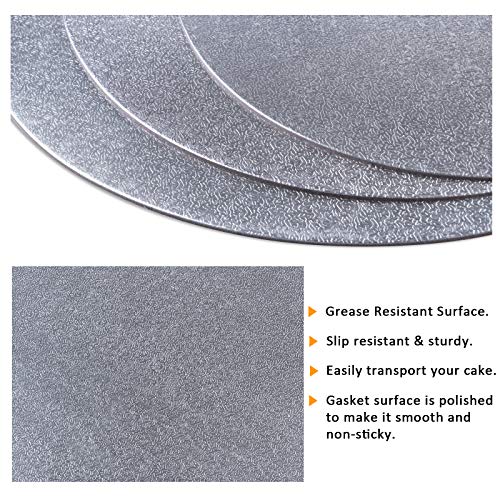 Cake Boards Sliver Foil Round Cake Circles 8, 10, 12 Inch Cake Base Cardboard, 3 of Each Size Set, with 2pcs Plastic Scrapers for Baking Cake (9 Pack)