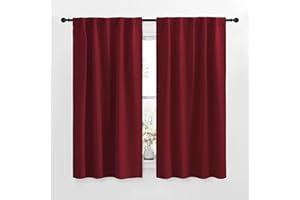 NICETOWN RV Curtains for Camper Windows - (Burgundy Red Color) 42x50 Inch, 2 Panels Set, Thermal Insulated Room Darkening Blackout Drapes/Draperies with Rod Pocket & Back Tab for Half Window