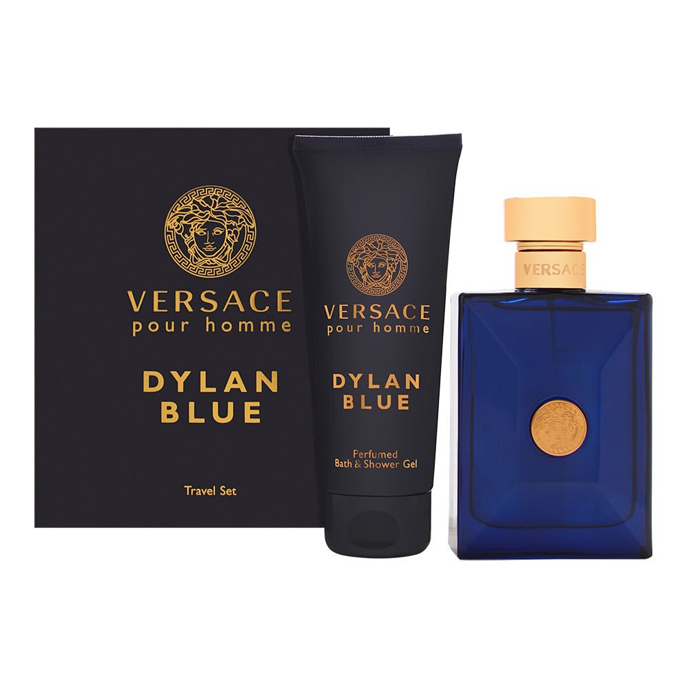 Dylan Blue by Versace for Men - 2 Pc Gift Set 3.4oz EDT Spray, 3.4oz Perfumed Bath and Shower Gel