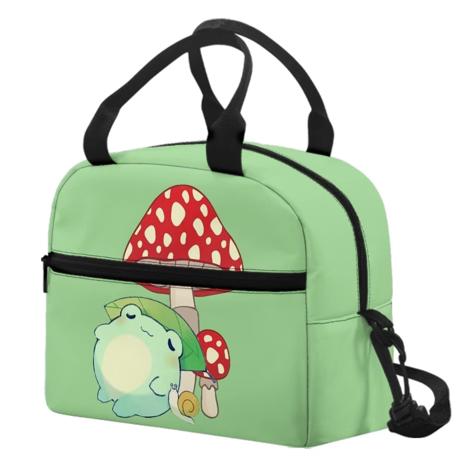 HELLHERO Mushroom Frog Lunch Bag Insulated Lunch Box Reusable Lunch Tote Handbag Picnic Organziezr Thermal Cooler Sack Storage Pouch for Adults Kids School Office Picnic Camping