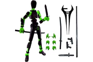 QAONIE 3D Printed 5.54-inch Multi-Jointed Action Figures Dummy13, Full Body Mechanical Movable Toy, Multiple Accessories, Hand Painted Figure, Desk Decoration, Creative Gifts (A-Black 2)