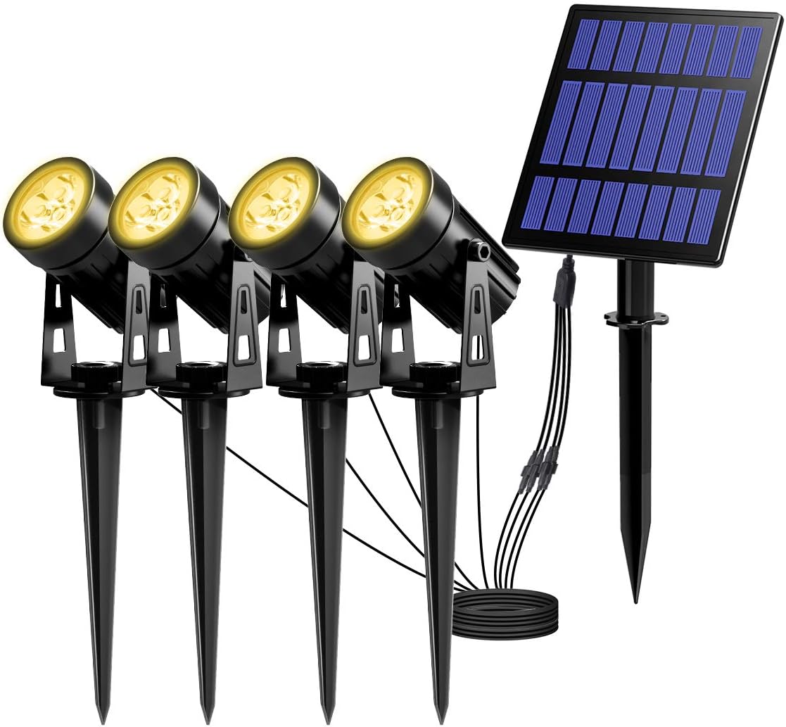 T-SUN Solar Landscape Spotlights, Warm White 3000K Solar Spot Lights with 5W Big Solar Panel