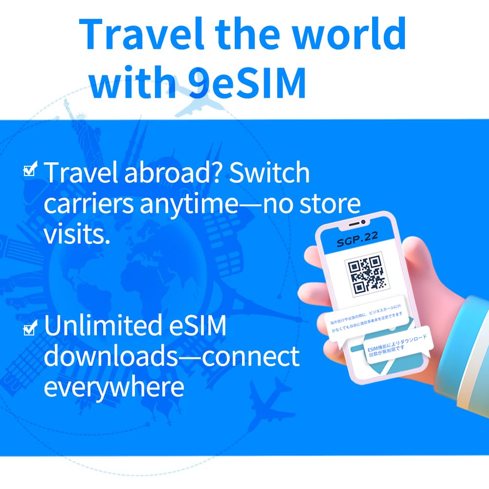 9esim V3 Physical eSIM Write Card Mobile Unlimited Download Profile Compatible with esim Unlocked Mobile Phones Support STK menu Switching Android APP Manage Profile Compatible with iOS and Routers