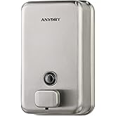 anydry Commercial Wall Mounted Soap Dispenser 37oz 1100ml Large Capacity Brushed Stainless Steel Manual Dispenser for High Traffic Restrooms